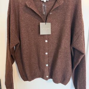 Le Lis Chocolate Brown Cardigan Sweater